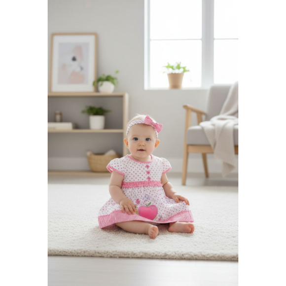 New Baby Girl Dress Set with matching headband underwear size 0 to 3 months - Picture 2 of 3